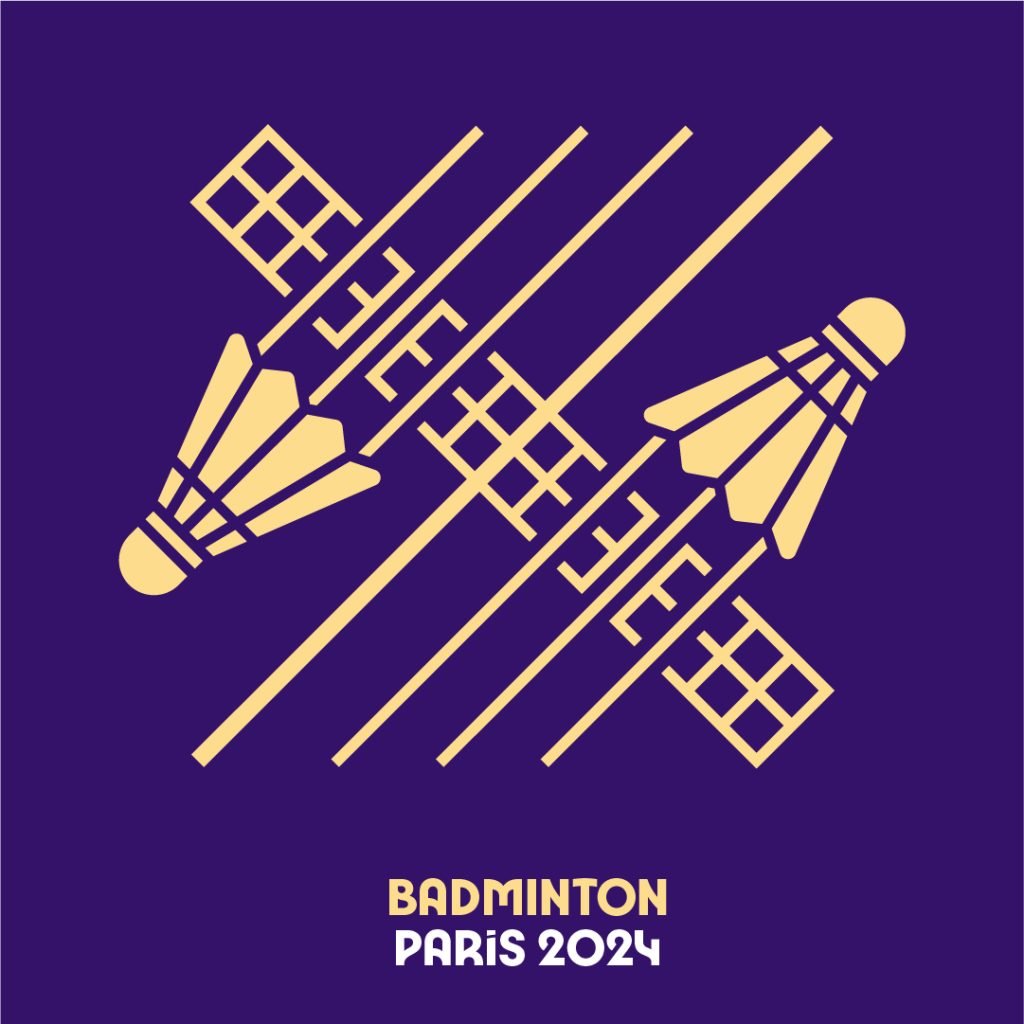 Pittogramma del badminton creato per Parigi 2024 (Copyright Olympics)